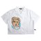 Woman Crop Shirts - White : Classic Statue Bust & Blue Accents