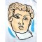 Woman Crop Shirts - White : Classic Statue Bust & Blue Accents