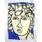 Woman Crop Shirts - White : Classical Portrait & Blue Frame