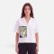 Woman Crop Shirts - White : Classical Portrait & Blue Frame