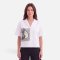 Woman Crop Shirts - White : Woman Portrait & Red Lips