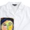 Woman Crop Shirts - White : Abstract Woman Portrait & Grey Frame