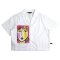เสื้อครอปเชิ้ตผู้หญิง - สีขาว : ลายหญิงสาวมงกุฎดอกไม้บนกรอบชมพู