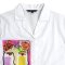 เสื้อครอปเชิ้ตผู้หญิง - สีขาว : ลายหญิงสาวมงกุฎดอกไม้บนกรอบชมพู