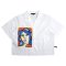 Woman Crop Shirts - White : Blue Hair Woman & Orange Frame