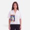 Woman Crop Shirts - White : Blue Hair Woman & Orange Frame