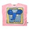 เสื้อปอนโชผู้หญิง - สีชมพู : ลายช้างน้อยสีฟ้าบนผืนผ้าชมพู