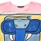 เสื้อปอนโชผู้หญิง - สีชมพู : ลายช้างน้อยสีฟ้าบนผืนผ้าชมพู