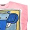 เสื้อปอนโชผู้หญิง - สีชมพู : ลายช้างน้อยสีฟ้าบนผืนผ้าชมพู