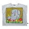 เสื้อปอนโชผู้หญิง - สีเทา : ลายช้างน้อยและนกเหลืองในสวนดอกไม้