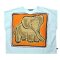 Woman Poncho Blouse - Blue : Golden Elephant & Orange Frame