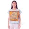 Woman Poncho Blouse - Blue : Golden Elephant & Orange Frame