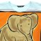 Woman Poncho Blouse - Blue : Golden Elephant & Orange Frame