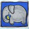 Woman Poncho Blouse - Blue : Elephant & Yellow Bird in Blue