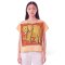 Woman Poncho Blouse - Orange : Golden Elephant & Red Frame