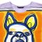 Woman Poncho Blouse - Purple : French Bulldog & Orange Frame