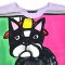 Woman Poncho Blouse - Purple : Black Bulldog & Pink-Green Frame