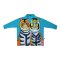 เสื้อเชิ้ตแขนยาวผู้หญิง - สีฟ้า : ลายเสือคู่บนพื้นฟ้าสดโครงเส้นเข้ม