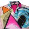 เสื้อเชิ้ตแขนยาวผู้หญิง - สีชมพู : ลายสามเหลี่ยมชมพูในโลกเส้นหมึก