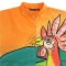 เสื้อเชิ้ตผู้หญิงปกคอจีนปีกค้างคาว - สีส้ม : ลายไก่แห่งรุ่งอรุณบนเนินเขาเขียว