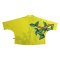 เสื้อเชิ้ตผู้หญิงปกคอจีนปีกค้างคาว - สีเหลือง : ลายใบไม้เขียวกับนกแก้วในสวนป๊อป