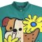 เสื้อเชิ้ตผู้หญิงปกคอจีนปีกค้างคาว - สีเขียว : ลายเพื่อนสี่ขาในทุ่งบาน