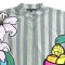 เสื้อเชิ้ตผู้หญิงปกคอจีนปีกค้างคาว - สีเทา : ลายแจกันดอกไม้และชามผลไม้