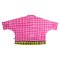 เสื้อเชิ้ตผู้หญิงปกคอจีนปีกค้างคาว - สีชมพู : ลายเดซี่ในแดนลายตาราง