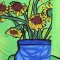 Woman bat wing Shirts - Green : Sunflowers in a Cobalt Vase