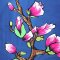 Woman Dress - Blue : Royal Magnolia Blossom