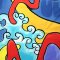 Woman Dress - Blue : Turtle in the Waves of Art