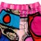 Woman Short Pants With Zipper - Pink : Abstract pink and red circles on square blocks.