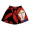 Woman Short Pants With Zipper - Black : Abstract brush strokes with red and black squares