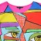 Woman Dress - Pink : Magenta Cubist Face