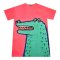 Pink Maxi dress : Cute Green Crocodile on pink