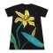 Tunic Dress - Black : Yellow lilies in full bloom