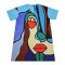 Tunic Dress - Blue : The face graphic is surrounded by blue lines.