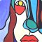 Tunic Dress - Blue : The face graphic is surrounded by blue lines.