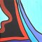 Tunic Dress - Blue : The face graphic is surrounded by blue lines.