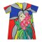 Tunic Dress - Multicolor : Woman is peeking behind a rose.