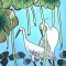 Women Tunic dress - Blue : The Egrets in Azure Lotus Pond