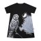 Women Tunic dress - Black : The Nocturnal Owl Silhouette