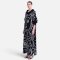 Crepe Turtle Neck Kaftan - Black : Tribal Woman Line Art