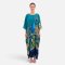 เครปคาฟทาน คอกลม - สีเขียว : ลายนกยูงรำแพนกับเมฆมงคล