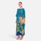เครปคาฟทาน คอกลม - สีเขียว : ลายนกยูงรำแพนกับเมฆมงคล