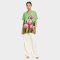 Green blouse : Bright pink tulips