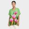 Green blouse : Bright pink tulips