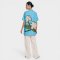 เสื้อตัวหลวมสีฟ้า : ลายดอกคอสมอสสีขาว