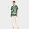 เสื้อตัวหลวมผู้หญิง - สีเขียว : ลายดอกเฮลิโคเนียกับทิวลิป