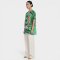 เสื้อตัวหลวมผู้หญิง - สีเขียว : ลายดอกเฮลิโคเนียกับทิวลิป